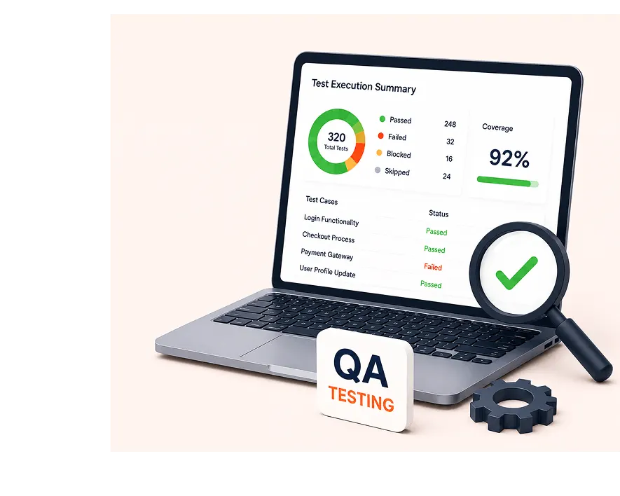 QA testing workflow mockup